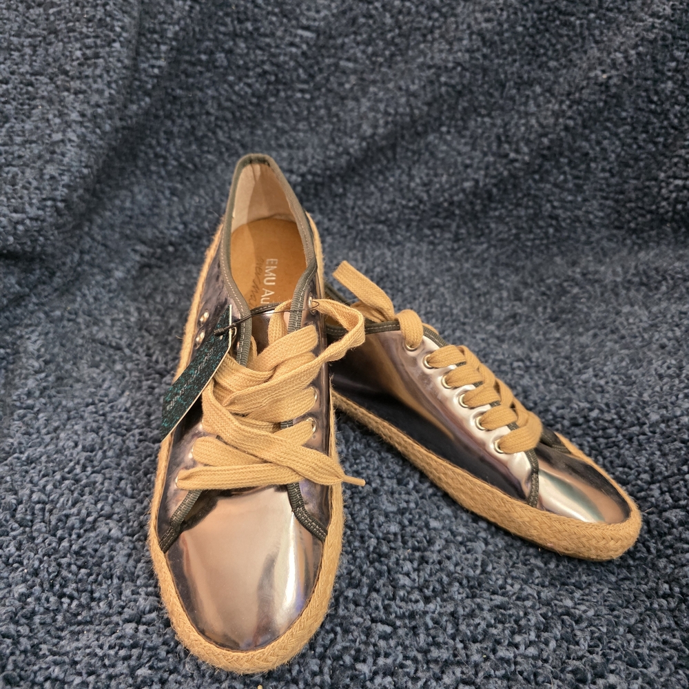 Emu Metallic Rose Espadrille Sneakers with Tan Laces
